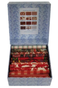 Boite 12 Coupons Tissus Sajou Rouges