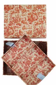 Boîte à Couture Vide Toile De Jouy Rouge