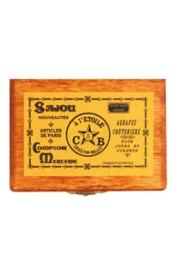 Boîte Bois Miniature Agrafes Couturière Jaune