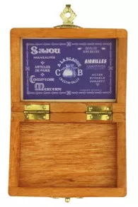 Boîte Bois Miniature Aiguilles Assorties Bleu