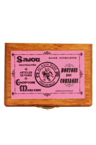 Boîte Bois Miniature Boutons Corsages Rose