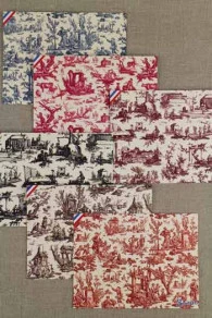 Boîte Remplie Papeterie Toile De Jouy Rouge