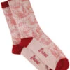 Chaussettes Toile De Jouy écru Rouge 41/43 -Maison Sajou Soldes chaussettes toile de jouy ecru rouge 41 43