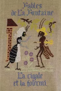 Fils Broderie Point De Croix La Cigale Et La Fourmi