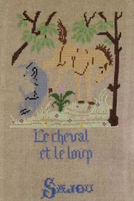 Fils Broderie Point De Croix Le Cheval Et Le Loup