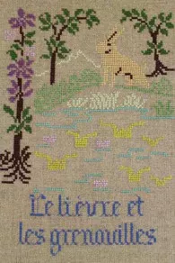 Fils Broderie Point De Croix Le Lièvre Et Les Grenouilles