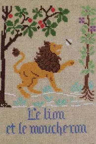 Fils Broderie Point De Croix Le Lion Et Le Moucheron