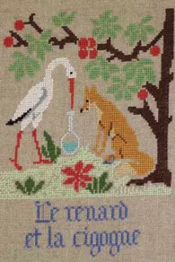Fils Broderie Point De Croix Le Renard Et La Cigogne