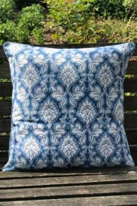 Housse Coussin 40 X 40cm Damas Bleu 1
