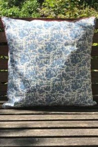 Maison Sajou Soldes 31 Housse Coussin 40 X 40cm Toile De Jouy Miniature Bleue