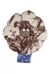 Pique-épingles En Tissu Toile De Jouy Marron
