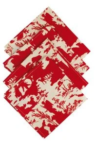 Quatre Serviettes Ombres Chinoises Rouge