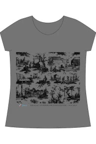 T-shirt Gris Chiné Toile De Jouy Noir Taille M