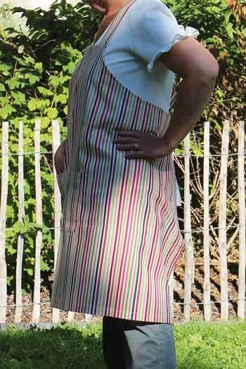 Tablier Japonais Tissu Rayures Rose Et Vert 4 Tablier Japonais Tissu Rayures Rose Et Vert – Image 2