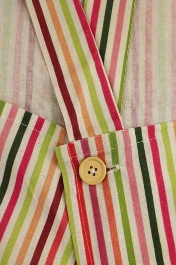 Tablier Japonais Tissu Rayures Rose Et Vert 6 Tablier Japonais Tissu Rayures Rose Et Vert – Image 4