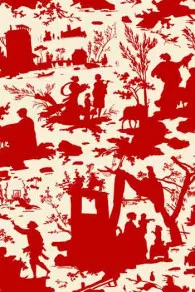 Toile De Jouy écrue Au Mètre Motifs Rouges