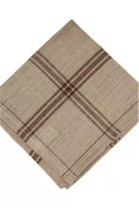 Torchon à Broder Lin Naturel Carreaux Marron