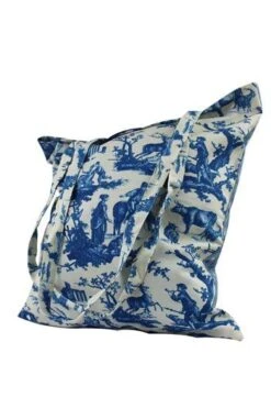 Tote Bag Toile De Jouy Plaisirs Bleu