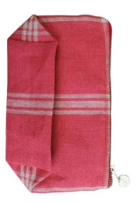 Trousse Lin Carreaux Naturel/rouge 4 Trousse Lin Carreaux Naturel/rouge – Image 2