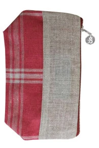 Trousse Lin Carreaux Naturel/rouge 3 Trousse Lin Carreaux Naturel/rouge